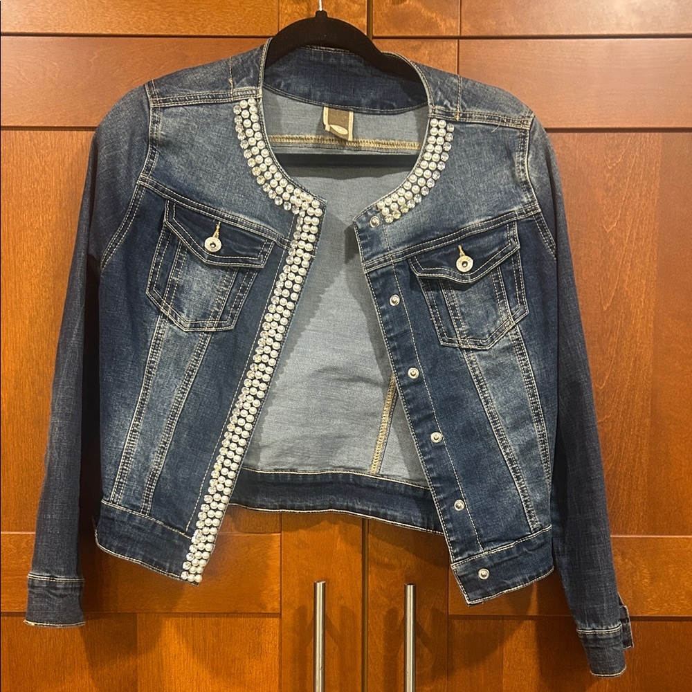 Pearl Embellished Denim Jacket